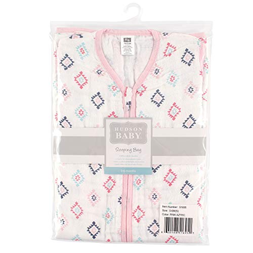 Image of Hudson Baby Unisex Baby Muslin Cotton Sleeveless Wearable Sleeping Bag, Sack, Blanket, Pink Aztec, 18-24 Months