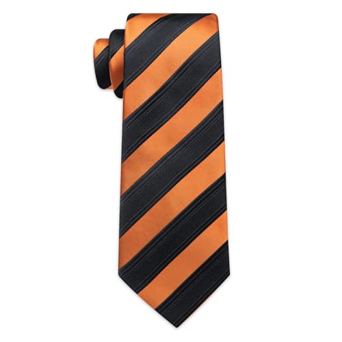Image of YourTies Striped Ties for Men Classic Woven Silk Necktie with Handkerchief Cufflinks Set Formal Business Party Wedding
