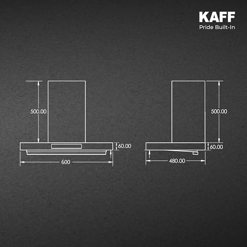 Image of KAFF ASHPRO 60 cm, 1450 m /hr Suction BLDC Filterless Kitchen T- Shape Chimney | Dry Heat Auto Clean | | Touch & Gesture Control | Matte Black | LED Lights | Oil Collector