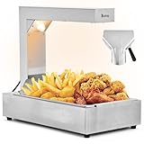 ROVSUN French Fry Warmer, 750W Commercial Food Heat Lamp, Electric Standing Warming Fry Dump Station, Stainless Steel Countertop Fries Warmer for Chips Churros Buffet Restaurant