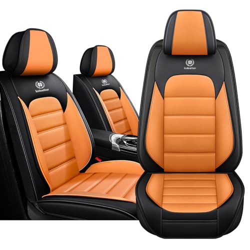 Image of Car Seat Covers for Chevy Chevrolet Trax 2024-2025, Nappa Leather Front Seat Cover Full Coverage Seat Protectors Waterproof Cushion (Black Orange,2 Seats Standard)