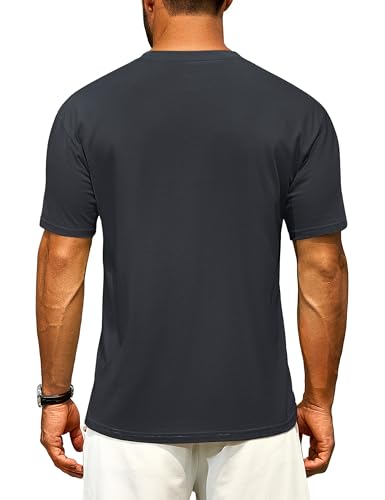 Cotrasen Men's T Shirts Cotton Drop Shoulder Short Sleeve Shirts for Men Casual Soft Comfort Loose Fit Mens Summer Tee Shirts