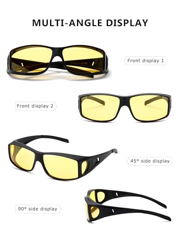 (2 PACK) Fit Over Glasses Sunglasses for Men Women,Wrap Around Sunglasses Polarized UV400 Protection4