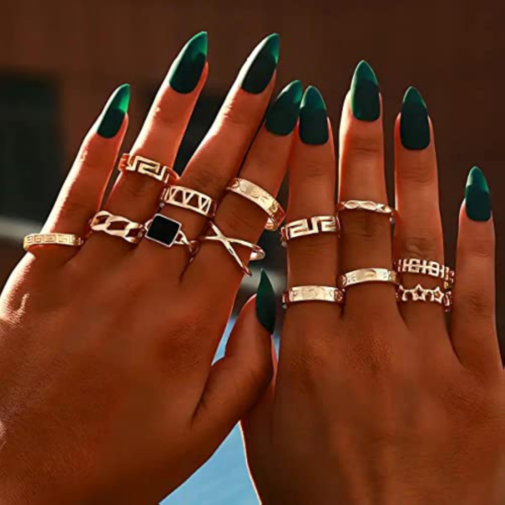 Plated Stackable Rings Set of 13