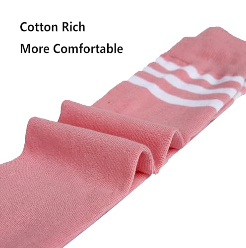 Image of Bestjybt Women Thigh High Socks Cotton Warm Striped Over Knee High Socks | Well-made, Not Sheer, Thick, Leg Warmers, Long Knee High Boot Socks, Comfortable, Thigh-friendly, Stay up, Fit Well