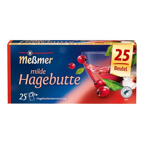 Meßmer Milde Hagebutte | 25 Teebeutel | Vegan | Glutenfrei | Laktosefrei, 75g