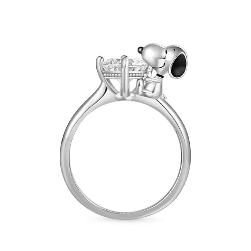 Gnoce Anillo Peanuts Snoopy Hug Anillo De Diamante Blanco Anillo De Regalo De Plata De Ley 925 Para Mujeres Y Niñas Con Joyero Para Navidad Día Gnoce Anillo Peanuts Snoopy Hug Anillo De Diamante Blanco Anillo De Regalo De Plata De Ley 925 Para Mujeres Y Niñas Con Joyero Para Navidad Día
