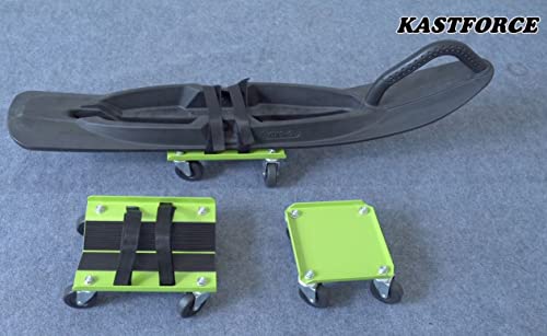 Kastforce Kf2014 Snowmobile Dolly Heavy Duty V-Slide With 2.5” Pvc Swivel Casters And Rubber Pad Protecting Skis And 2 Pairs Of Heavy Duty Straps Firmly Attaching On Skis #TOP4
