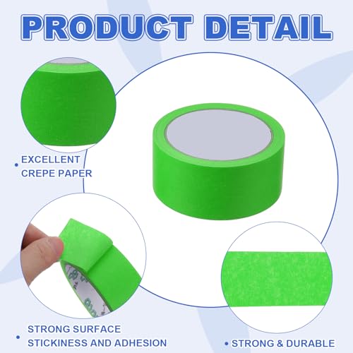 Image of MECCANIXITY Masking Tape 1.8 Inch x 21 Yard Painter's Tape Green Paint Tapes for DIY Crafts Arts Drawing Decoration Labeling Car Painting Artist Teachers, Pack of 6
