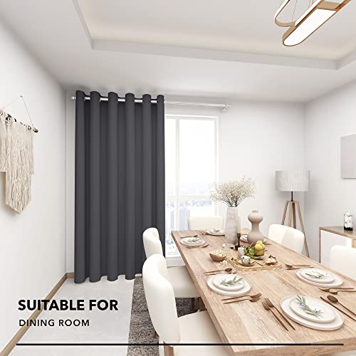Deconovo Patio Sliding Door Curtain 84 Inches Long - Wide Width Window Curtains & Drapes For Living Room, Solid Grommet Room Divider Panel (80W X 84L Inch, Dark Grey, 1 Panel) #TOP3
