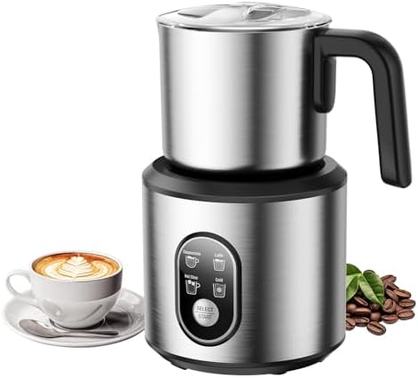 Milk Frother and Steamer with Heating Function - 4-in-1 Automatic...