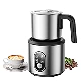 Milk Frother and Steamer with Heating Function - 4-in-1 Automatic Hot & Cold Milk Frother and Warmer, 24Oz/700ML Detachable Stainless Steel Jug with Transparent Lid