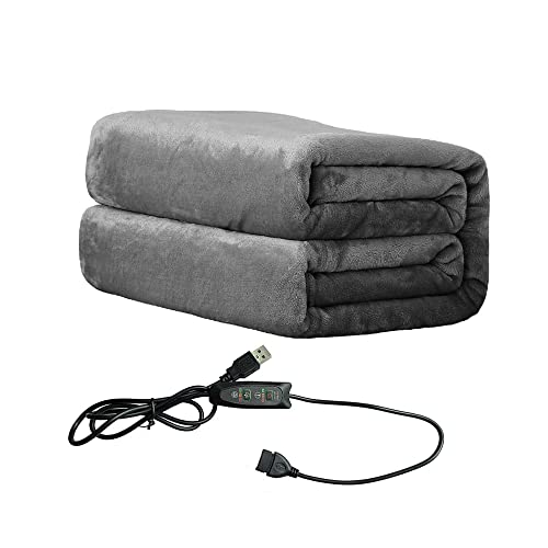 Electric Heating Blanket, 76 * 150cm Multifunction Wearable Heated Wrap USB Heating Shawl Blanket for Body 5V USB Heating Pad Fast Heating with 3 Temperature Levels Timer