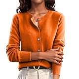 Cardigan Sweaters for Women Lightweight Cardigans for Women Cardigan Sweaters for Women Casual Long Sleeve Open Front Button Down Knit Outwear Soft Comfy Fashion Clothes Large 01-Orange