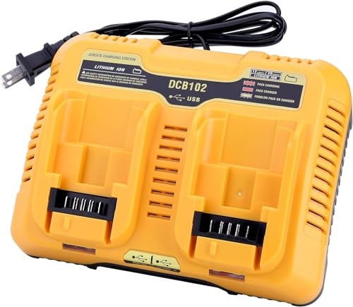 O carregador de bateria de porta dupla DCB102 substitui o carregador de bateria Dewalt 20V