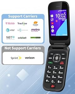 VAHVARNA Unlocked Flip Phone 2.8" Dual Screen Flip Phone for Seniors, 4G LTE GSM Single Nano Slot, Compatible with T-Mobile, AT&T (Black) — photo 2 of 6