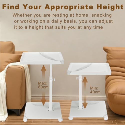 Mesa pequena en forma de C con bandeja giratoria ajustable y ruedas basicas 4