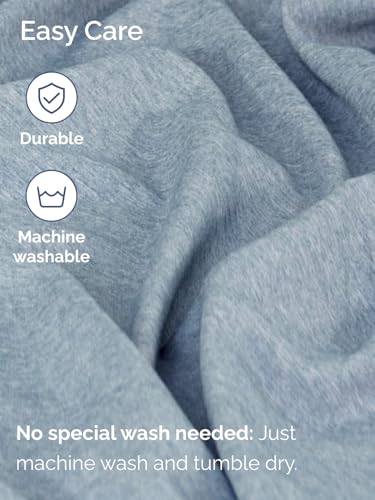 Image of Extra Deep Queen Fitted Sheet - Single Fitted Sheet Only - Heathered Blue | Easily Fits 18 inch to 24 inch Mattress, Soft, Wrinkle Free, Breathable & Comfy, Extra Deep Pockets Hotel Luxury Fitted Sheet