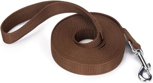 Image of 10 Feet Nylon Training Dog Leash for Small Medium Large Dogs Puppy Lead for Obedience Recall Training, Camping (Brown)