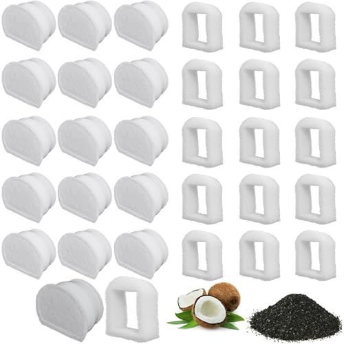 Préfiltres en Mousse et Filtre à Carbone, Lot de 32 Filtre Fontaine Compatible avec PetSafe Drinkwell Fountain INOX 360 Avalon Pagoda Seascape et Sedona...