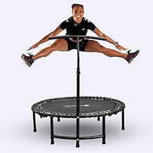 Fitness Trampoline for Adults and Kids, Indoor Rebounder Exercise Trampoline for Workout Fitness for Quiet and Safely Cushioned Bounce Workout with Handles, Black