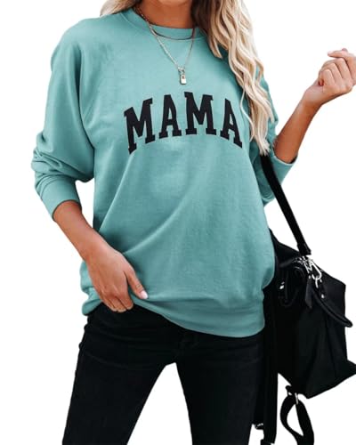 Image of Dressmine Womens Long Sleeve Mama Sweatshirts Fall Crew Neck Mom Shirts Cute Graphic Tees Pullover Hoodies