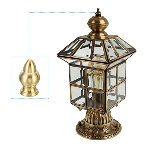 Image of PATIKIL 1.2 inch Tall Brass Lamp Finials Cap Knob, 4 Set Lamp Screw Holder Tapped 1 /4-27 for Table and Floor Lamp Shade Decorations