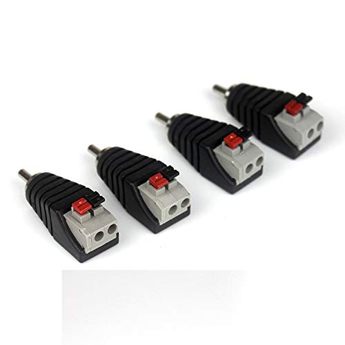 Ytian 4 Pcs Lautsprecher, Phono AV RCA männlich Stecker auf 2 weiblich Screw Terminal Video-Audio-Balun Spring '-DC-Netzteil Adapter 4 Pcs Stecker für Videokameras RCA Male To AV 2 Screw Female Cover
