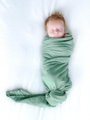 Image of Premium Swaddle Blanket by BWD - Bamboo Viscose & Organic Cotton - Neutral Baby Swaddle Set for Newborns and Infants, Ultra-Soft Luxury 47 Inches (Sea-Foam)