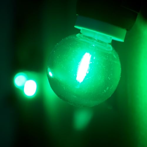 Image of 15 Pack Green G40 LED Christmas Replacement Bulbs, Clear Globe Light Bulbs for Outdoor String Lights, E12 /C7 Candelabra Base, 1W LED Filament Shatterproof Plastic Night Light Bulbs, 120 Volt