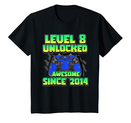 Niños Nivel 8 Cumpleaños 8 Años 2014 Juegos Videojuegos Camiseta