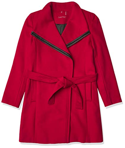 Calvin Klein Womens Belted wrap Wool Coat, CRI, 10