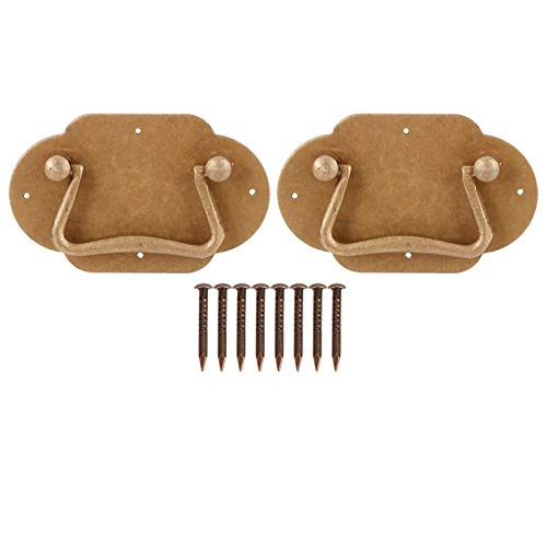 Paquete de 2 tiradores antiguos de cajón con mango de cobre, herrajes vintage para armarios con clavos de montaje, aptos para cómodas, armarios, roperos y estanterías; decoración