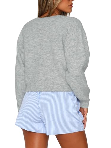 Image of Balimtoy Women's Cropped Cardigan Sweaters Long Sleeve Button Down Sweaters Knit Cardigan Cute Y2k Open Front Crop Top