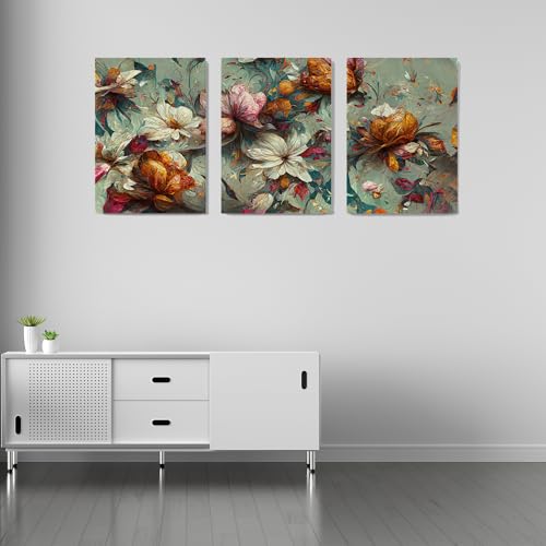 Image of SCPmarts Modern Art Floral Painting For Living Room Bedroom Office Wall Decoration Wood Premium Paintings With Frame For Home Decoration (Pattern 1, 12 Inch x 16 Inch)