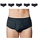 Produktbild SES Ringel Feinripp Herren Slip 5er Pack L anthrazit aus Baumwolle/Unterhosen Männer klassisch, bequem & atmungsaktiv/Feinripp Unterhose Herren mit weichem Bund & Eingriff