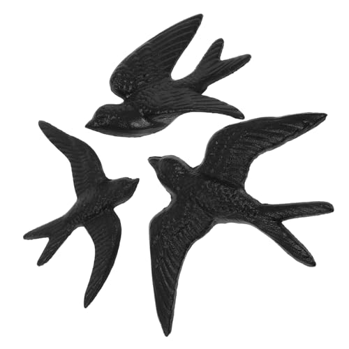 Amosfun Lot De 3 Décorations Murales En Fonte Oiseaux Rustiques 6.89X5.12X0.79 Pouces Sculpture Murale D'Oiseau En Métal Pour Maison Jardin Salon