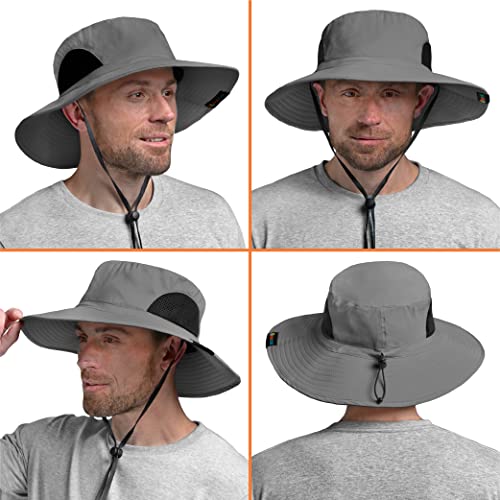 Sun Cube Wide Brim Sun Hat Men Women, Mens Fishing Hats Sun Uv Protection, Womens Hiking Bucket Hat, Outdoor Summer Safari Beach Boonie, Camping Unisex Upf 50+ Gray #TOP2