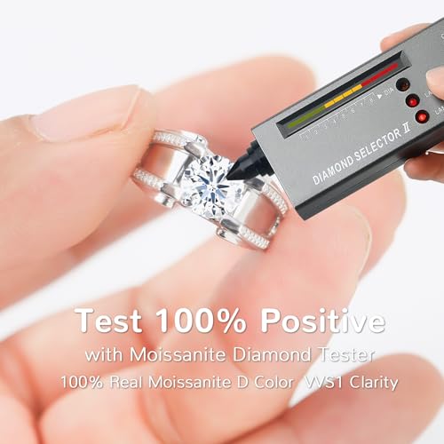 1.5CT Moissanite Engagement Ring S925 Sterling Silver with 18K White Gold Plated D Color VVS1 Clarity Round Cut Vintage Wedding Band Genuine Moissanite Promise Ring Size 5-102