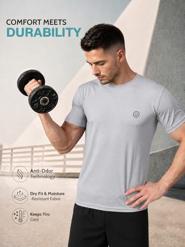 Image of CHKOKKO Gym T Shirts for Men Workout Activewear Solid Quick Dry Sports Tshirt for man Breathable Lightweight Half Sleeve Regular Fit Round Neck Running Boys T Shirt