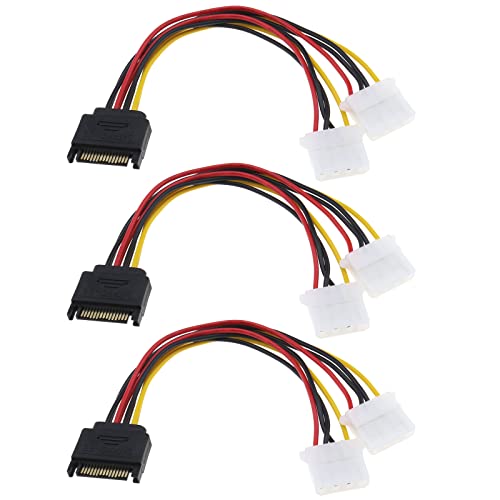 OTOTEC Lot de 3 câbles d'alimentation SATA 15 broches vers double 4 broches IDE pour disque dur 15 broches SATA mâle vers 4 broches IDE femelle, adaptateur...