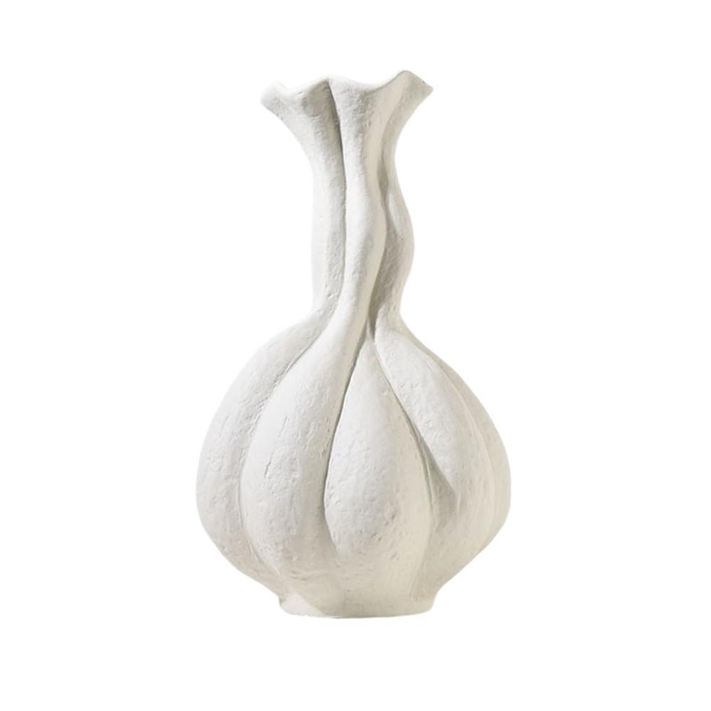 flower vase Vintage Ceramic Vase with Lace Pure White Flower Arrangement Desktop Irregular Ornament