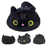 Locisne 35 cm Schwarzes superweiches Katzenspielzeug Kissen, Plüsch Kätzchen-Stofftier, süßes molliges Plüsch-Umarmungstier für Schlafsofa, Stuhl, Fensterbank, Haushaltsdekorationswaren