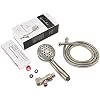 Handheld Shower Head, 7-Function High Pressure Shower Head with Brass Swivel Ball Bracket and Extra Long Stainless Steel Hose, Brushed Nickel, 4
