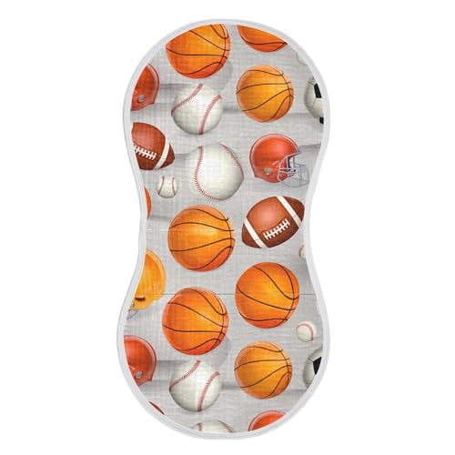 xigua Sports Balls Muslin Baby Burp Cloths Set of 2, Super Soft & Absorbent Burping Rags, Cotton Burp Clothes Shower Gift for Newborn, Baby Girls and Boys