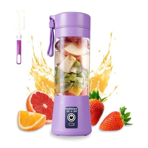 Portable Blender Cup,Electric USB Juicer Blender,Portable Juicer For Shakes and Smoothies, juice,380ml, Six Blades Great for Mixing,light purple