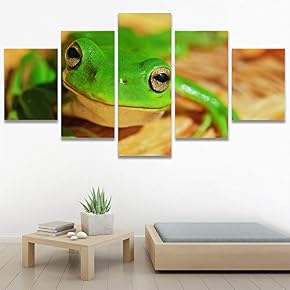SIGNWIN 5 Panel Canvas Wall Art Amphibians Closeup...