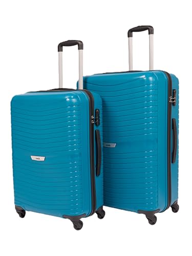 Image of ZOUK Zoya Hardcase Trolley Bag Set of 2 (Medium 67cm & Large 77cm) Lightweight PP Suitcase with Silent Spinner Wheels, Telescopic Handle & Combination Lock | Travelling Luggage for Men & Women, Teal
