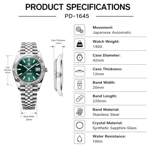 Image of Pagani Design Men's Watch Automatic Watch Japanese Automatic Movement Classic Timepiece Sapphire Crystal 100m Water Resistance Luminous Business Men's Watch