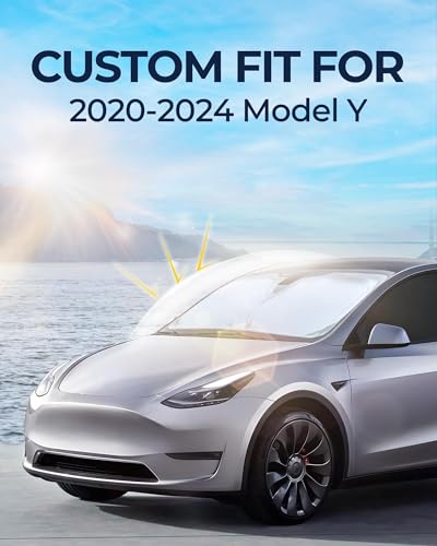 Image of Fit for Tesla Model Y 2020-2024 Car Window Shades, 8pcs Privacy Sun Shade Set for Front Windshield Side and Rear Windows, Full Window Covers Keeps Vehicle Cool for Camping Napping